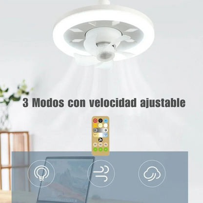 Bombillo ventilador GIRO 360º con AHORRO DE ENERGIA + envío gratis