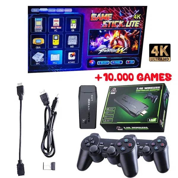 RetroPlay 4K Videojuego con 10.000 Juegos Clásicos + 2 Controles de Regalo